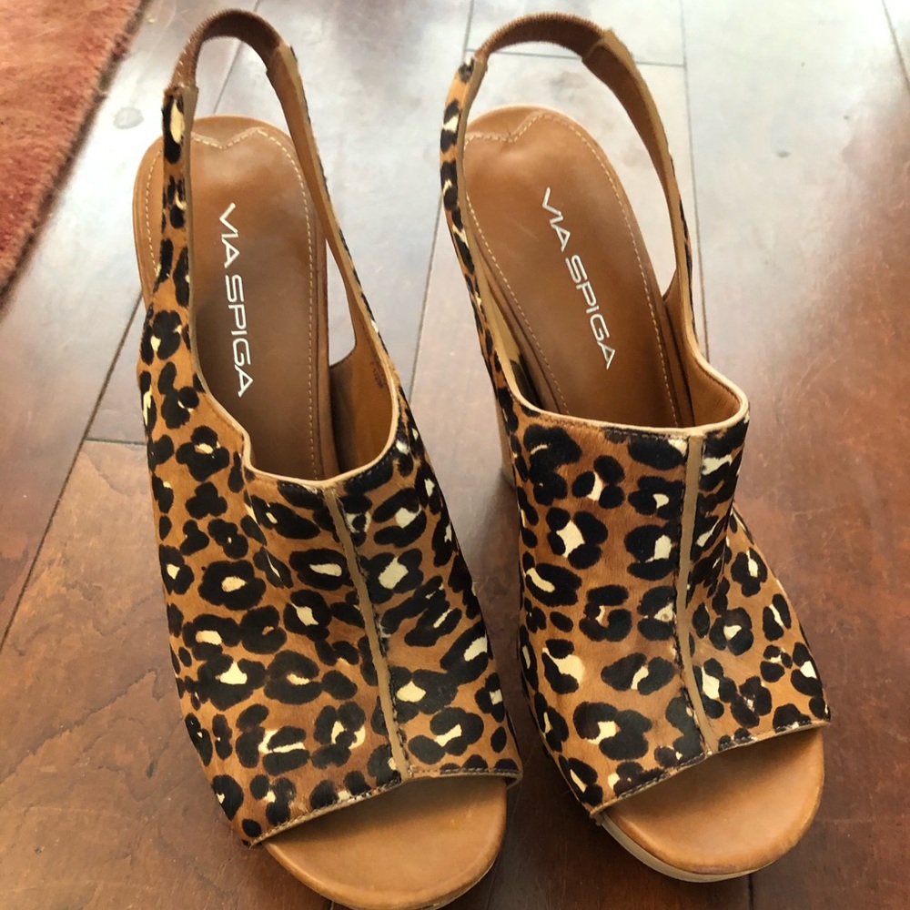 Via Spiga Leopard Suede Platform Sandals